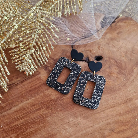 Pendientes Suzette negro/dorado