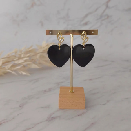 Pendientes con forma de corazón negro