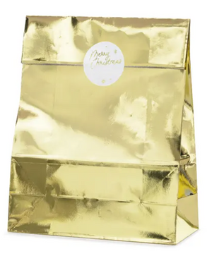 Pack 3 bolsas regalo dorado metálico con pegatinas diseño elegante versátil