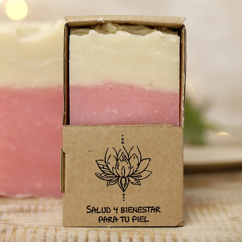 Jabón artesano crema fresa 90g aroma dulce suave reconfortante