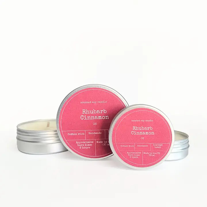 Vela de soja Manzana y Canela en lata reutilizable aroma dulce y especiado