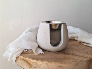 Quemador minimalista cemento gris fácil limpieza velas té diseño elegante hogar