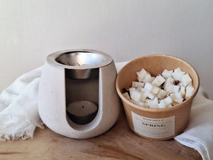 Quemador artesanal cemento gris diseño elegante aromaterapia pura 460g