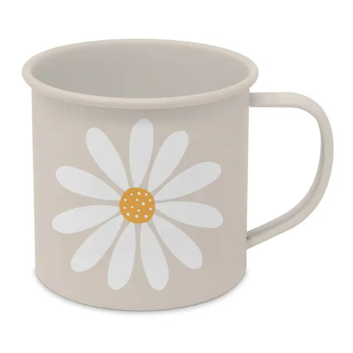Taza metal recubrimiento esmalte floral 9x9,8 cm bebidas calientes regalo