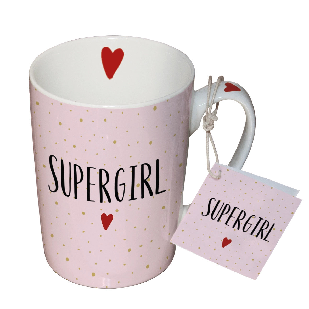 Vaso porcelana Super Girl mensaje inspirador 10,5x8 cm lavavajillas