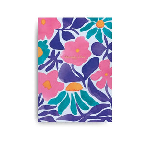 Cuaderno rayado 80 páginas Toulouse Occitania portada flores rosas púrpuras verdes blancas lomo cuadrado