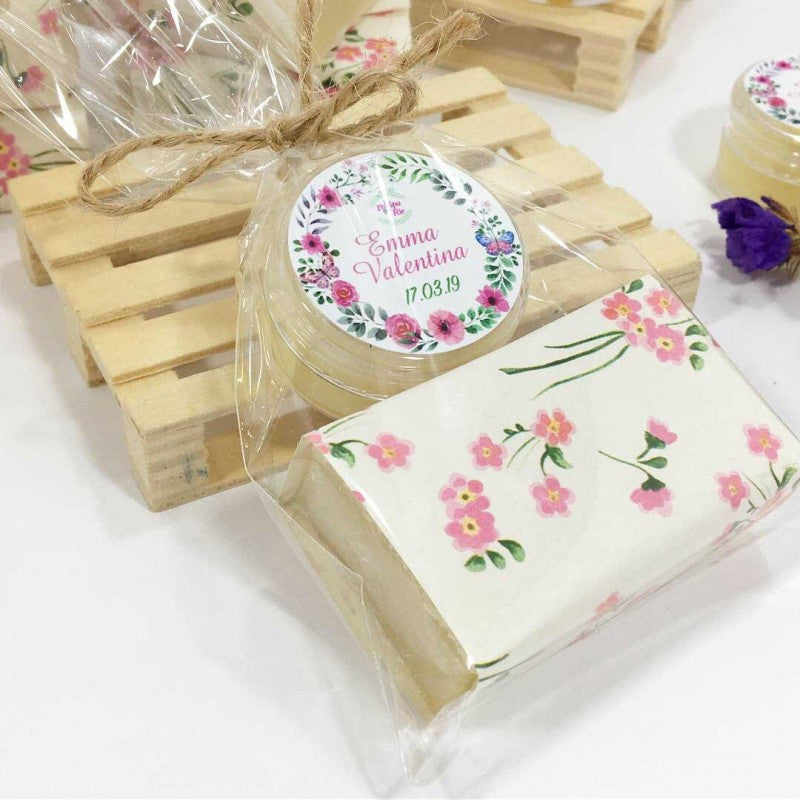 Pack mini jabón 20g y bálsamo 10g aroma piruleta de cereza detalle invitados